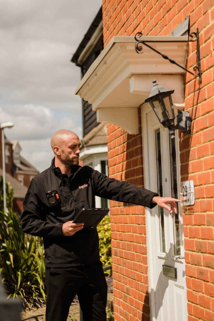 Enforcement agent at customer door
