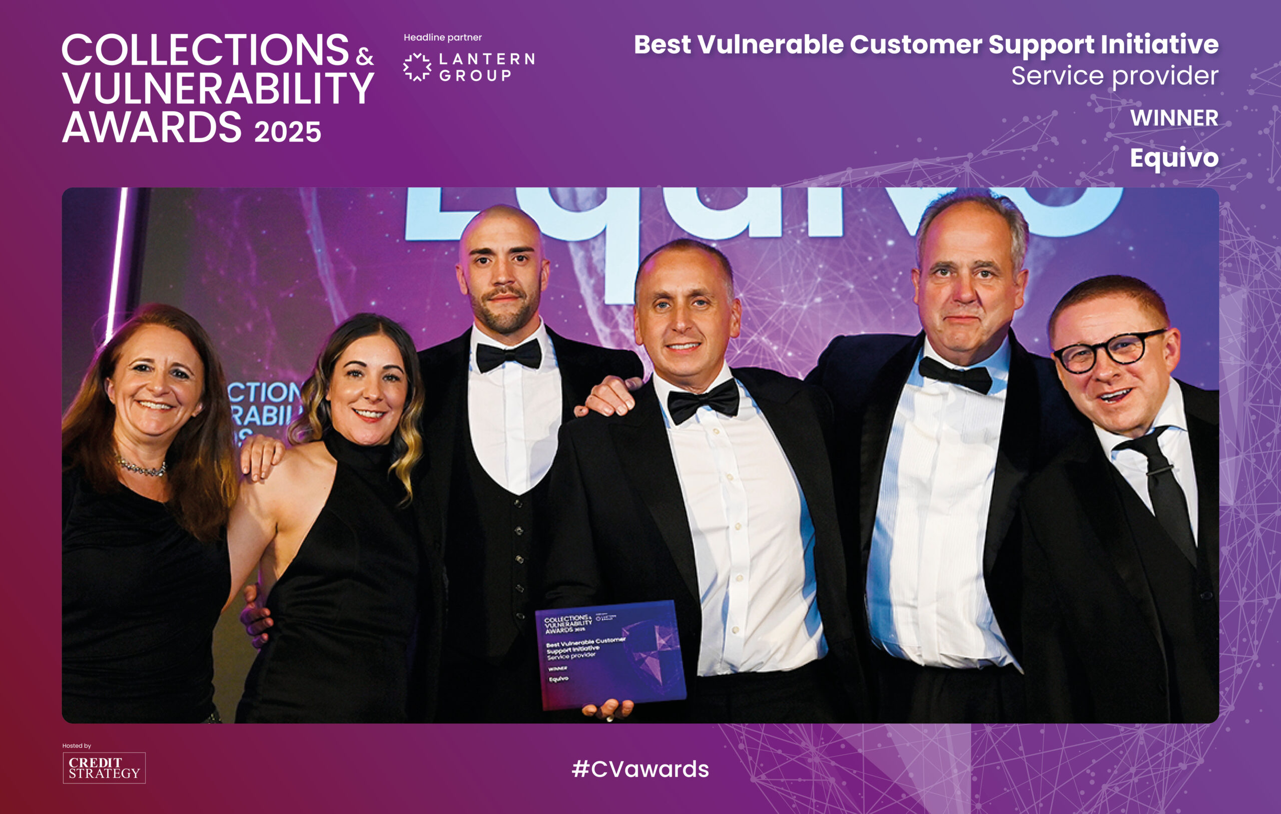 Equivo team receiving the Best Vulnerable Customer Support Initiative 2025 Award