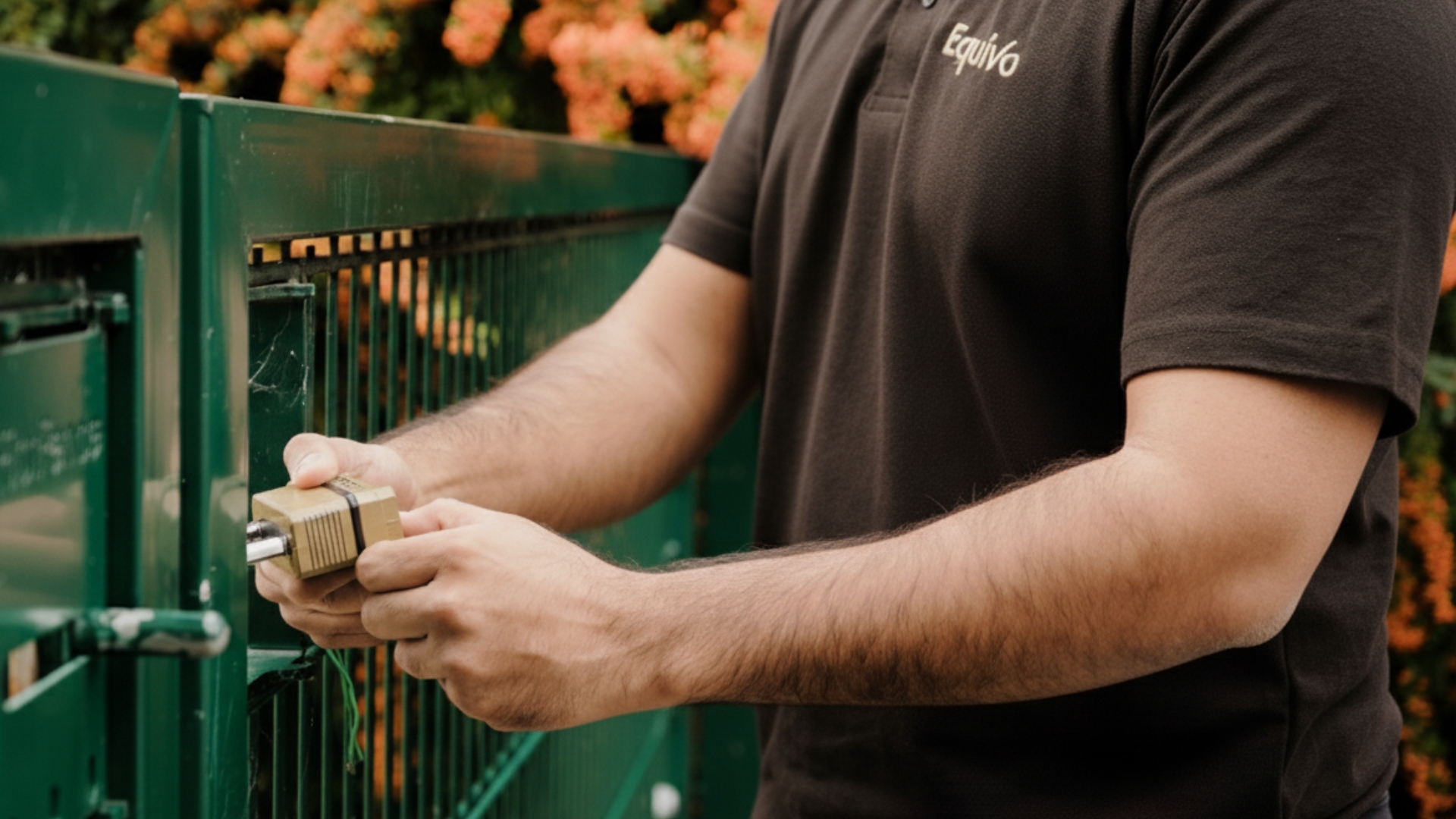 Agent locking a gate for traveller eviction job