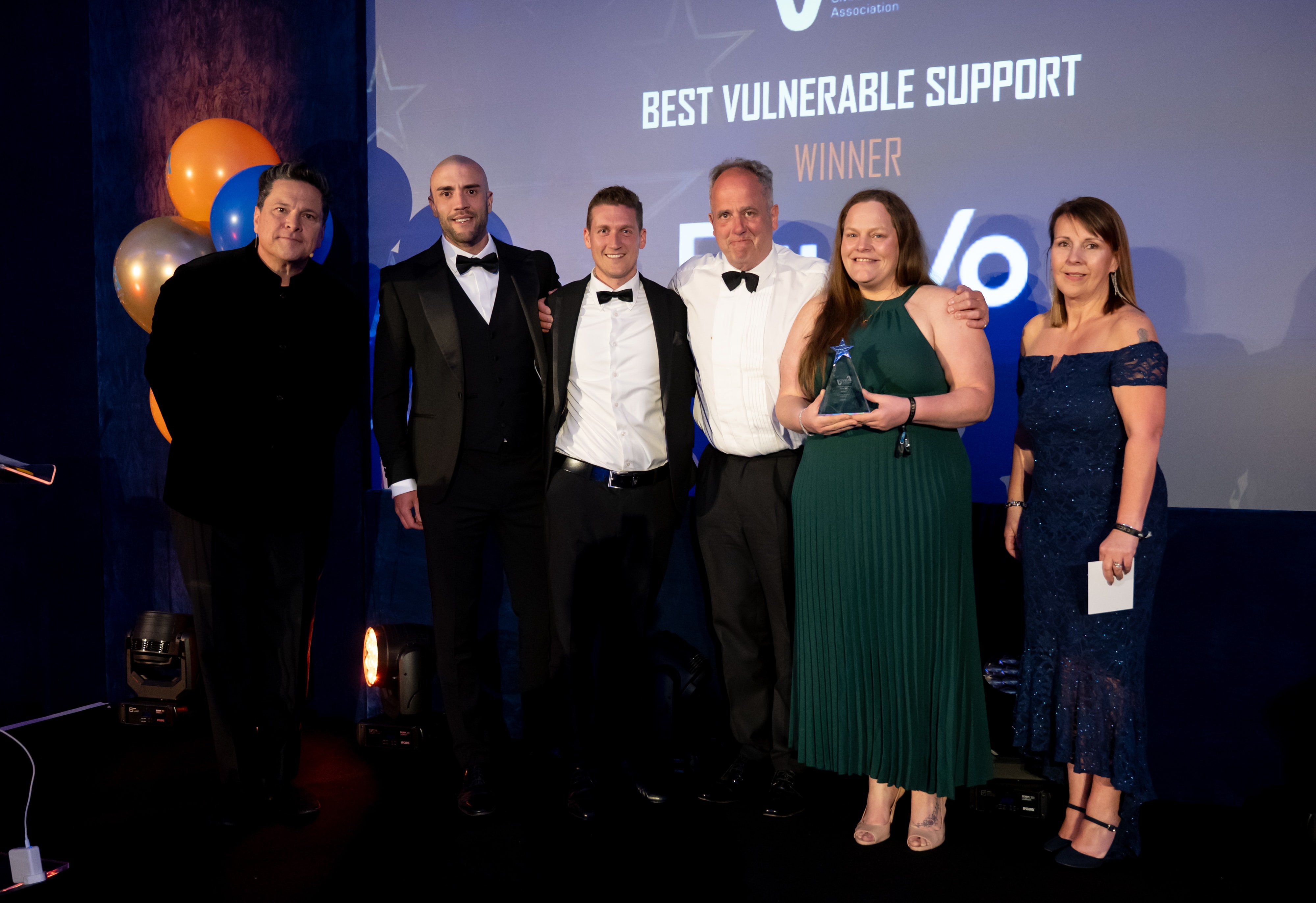 Equivo staff at the CIVEA 2026 Awards. Winning the award for Best Vulnerable Support